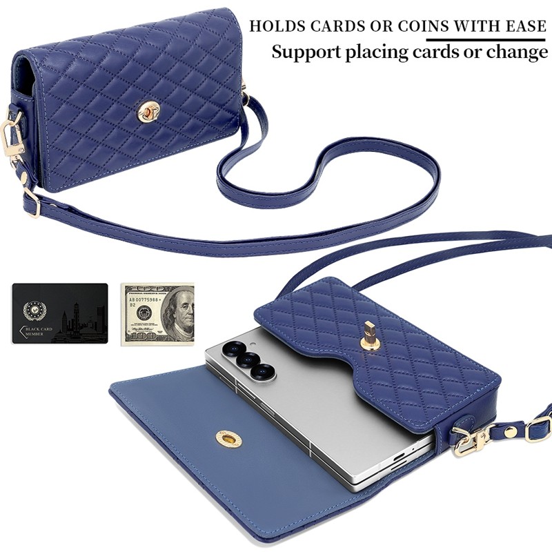 Cute Luxury Pouch for Samsung Galaxy Z Fold Series Elegant Finewoven PU Crossbody Z Fold 6 5 4 3 With Pouch Phone Case