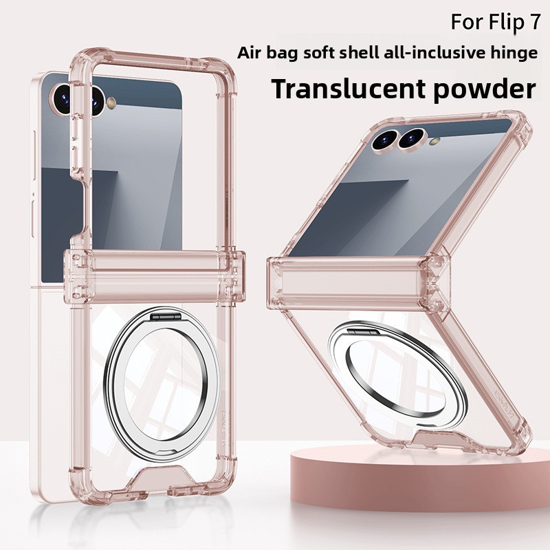 Clear Hinge Protection for Samsung Galaxy Z Flip 7 Case Fashion Design Transparent Z Flip6 Flip Z 7 Rotatable Bracket Phone Casing - Image 2