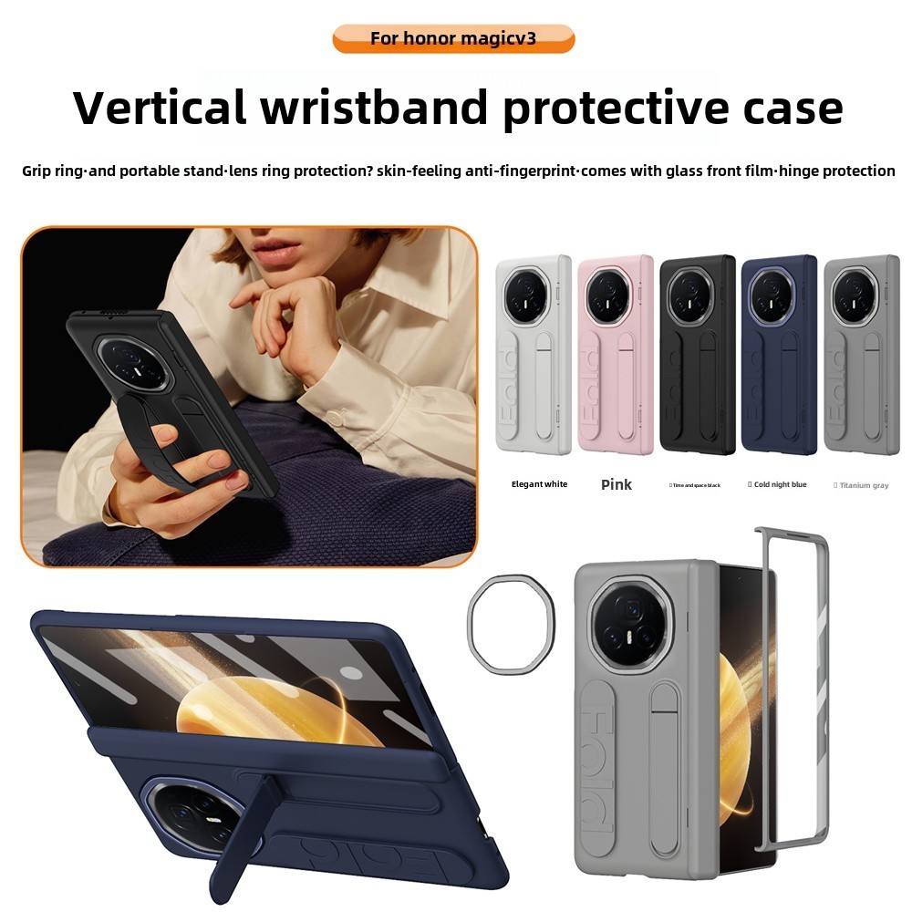Fashion Luxury Bumper Unique Design Fashin Casing Magic V3 Hard PC Classic for Honor Magic V3 Wristband Stand Phone Case - Image 3