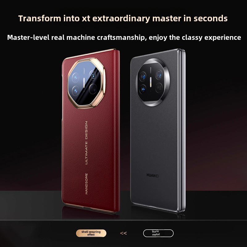 Couple Bumper Folding Screen Protective Case for HUAWEI Mate X5 X3 High-end Business New Leather Pure Flip Cover Fallproof Case