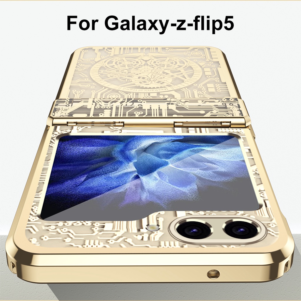 Luxury Plating Shockproof Mechanical Casing for Samsung Galaxy Z Flip 5 Premium Cover Z Flip5 Flip Z 5 Protection Phone Case