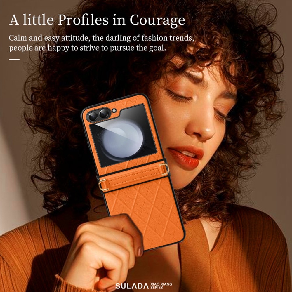 Simple Anti-DROP Casing for Samsung Galaxy Z Flip7FE Flip6 Flip5 Ins Love Z Flip 6 Zflip 5 With Chain Phone Case