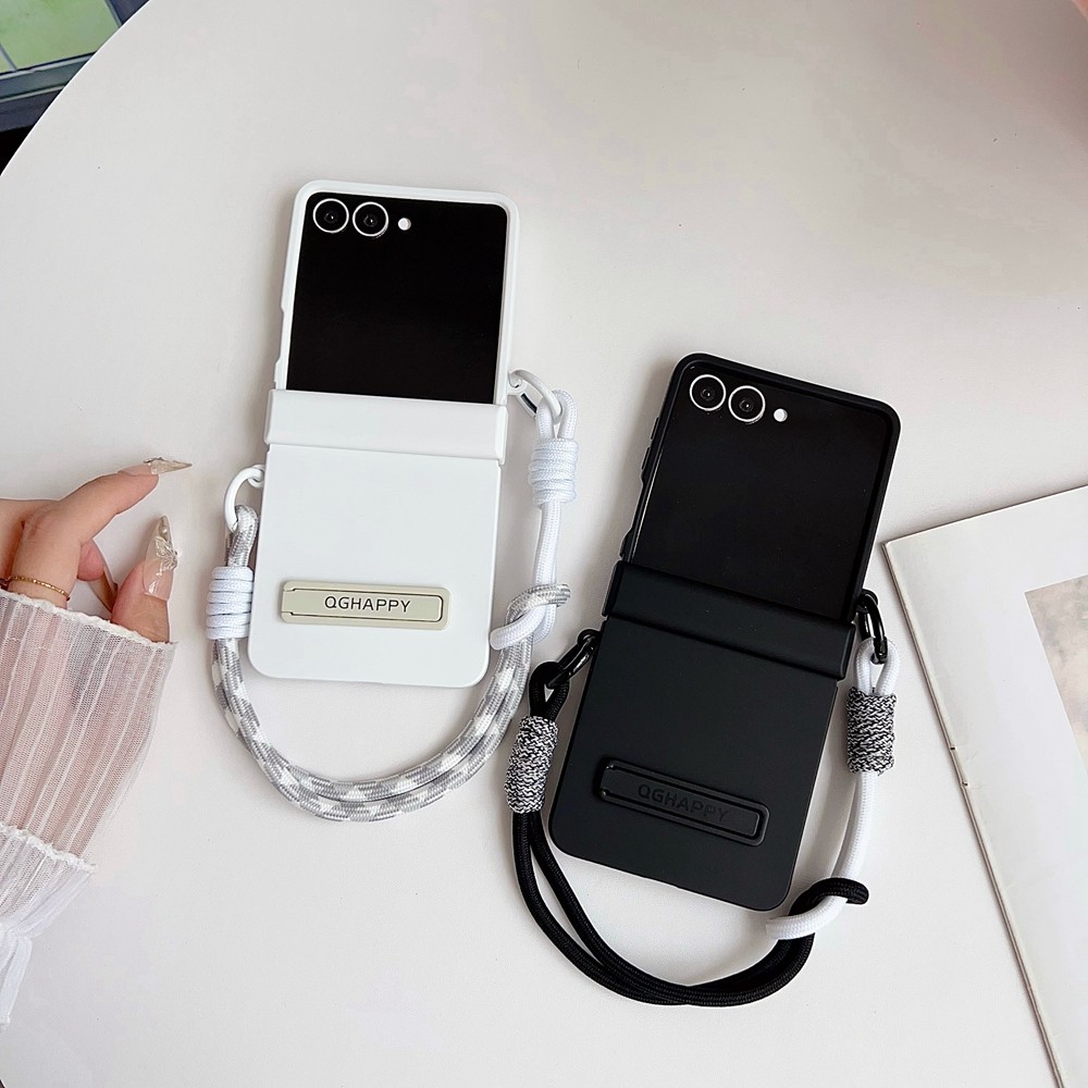 Plain Simple Trendy Design Anti-DROP Case Zflip3 Flip4 Flip5 Flip6 Flip7 FE for Samsung Galaxy Z Flip 7 6 5 4 3 Lanyard Phone Casing