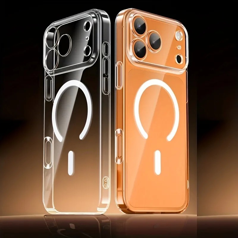 Magnetic Transparent Hard PC Lens Protector Fashion Back Cover for iPhone 17 16 15 Pro Max 17 Pro
