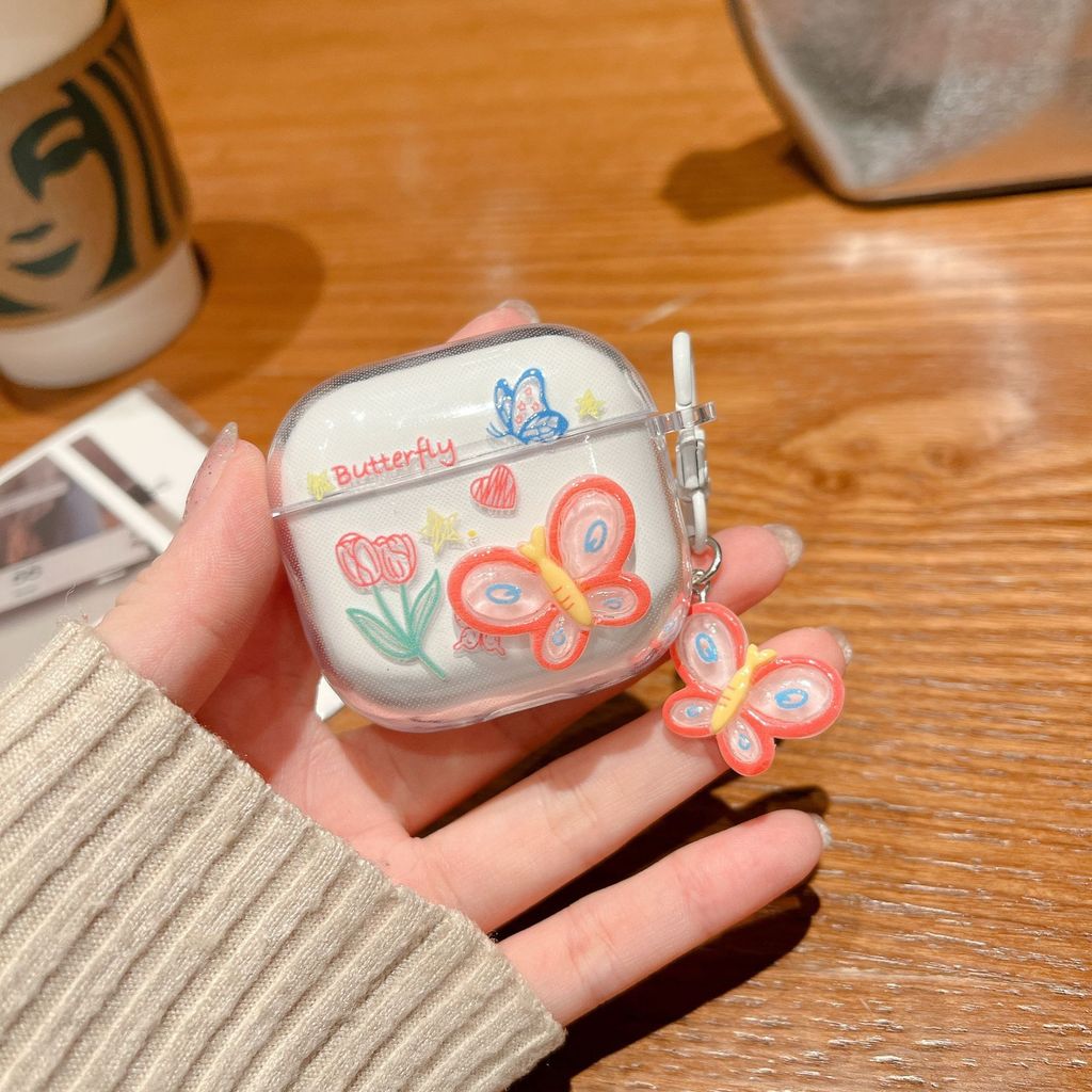 Korean Fresh Flower Earphone Case For Airpods 1/2/3/4/Pro/Pro2 Pro 2 Shockproof Headphone Bags With Keyring Accessories - Image 2