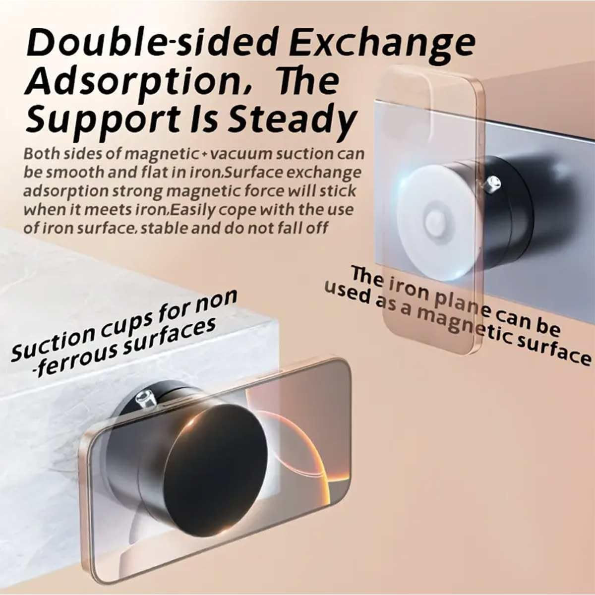 360° Rotating Double-Sided Foldable Vacuum Magnetic Car Phone Holder Dashboard Stand - Image 6