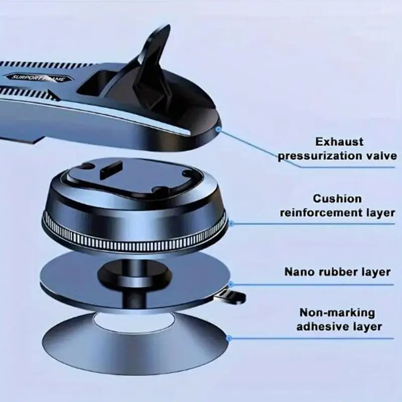 Black Car Phone Holder Dashboard Mount Stand for Navigation with Sucker Bracket Accessories - Image 2
