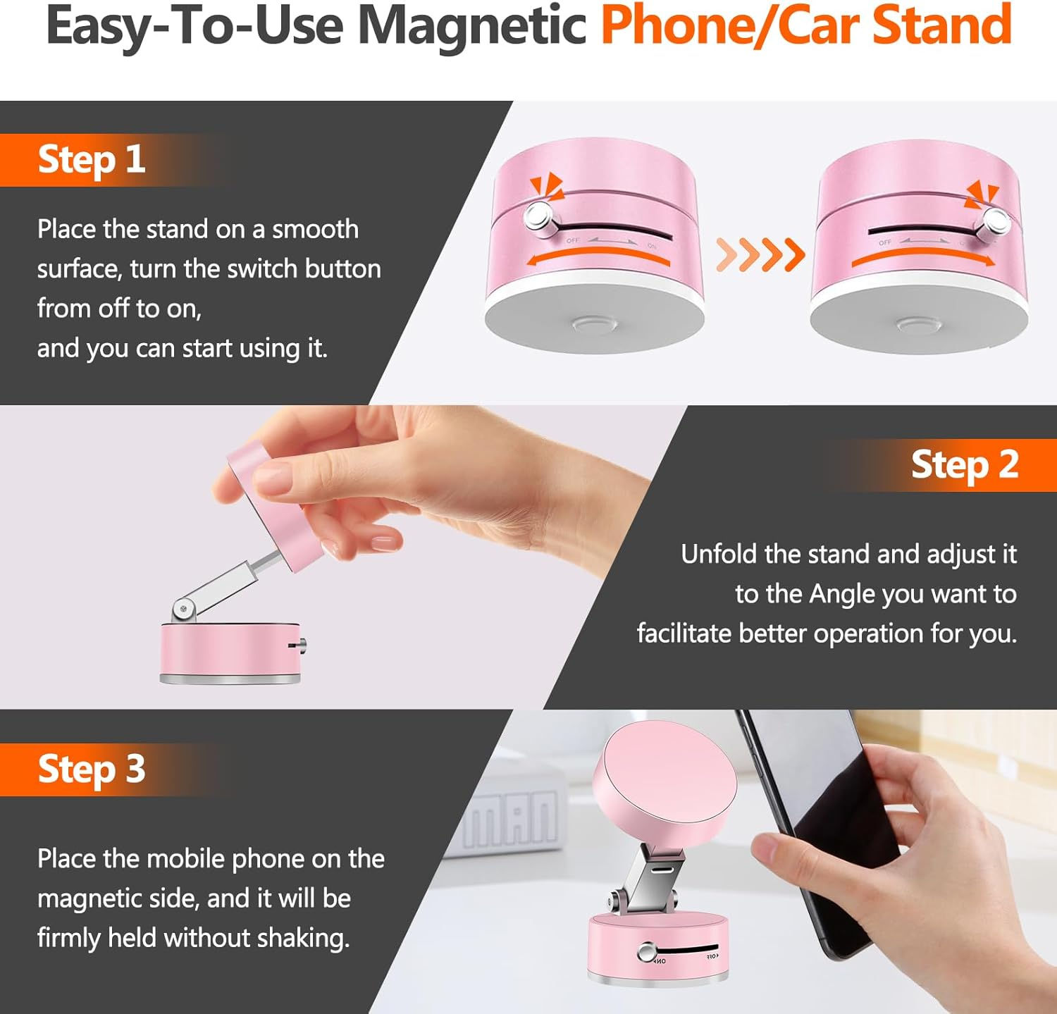 Mini Universal 360° Rotating Vacuum Magnetic Car Phone Holder - Double-Sided Foldable Dashboard Mobile Stand Accessories - Image 6