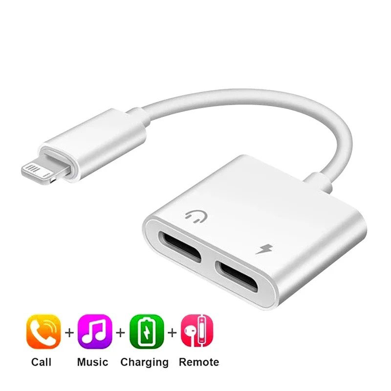 20W Dual Port 2 in 1 Charger iOS 3.5mm Headphone Splitter Audio Adapter for iPhone 15 Pro Max 14 13 XR Mini - Image 2