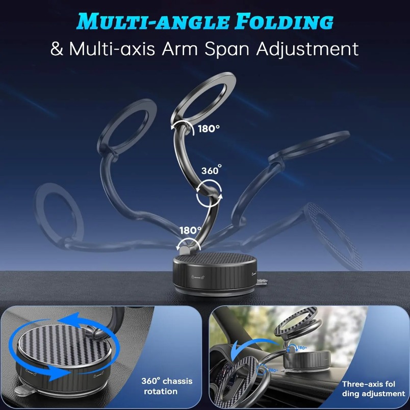 Magnetic Phone Car Holder Vacuum Foldable Vacuum Suction Stand for Car Gym Mirror Shower - Image 2