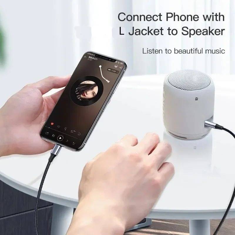 Lighting to 3.5mm AUX Audio Cable Headphone Adapter for Car Speaker