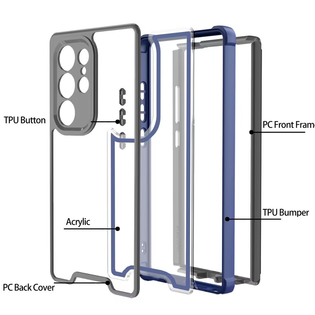 Luxury senior 2in1 sturdy Pc front fram tpu bumper shockproof protective case for Samsung for Galaxy S25 S24 Ultra Plus phone case