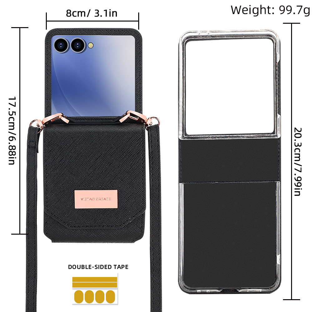 Fashion Card Holder Wallet Flip 7 Phone Case With Crossbody Lanyard Compatible With Samsung Galaxy Z Flip7 Cover