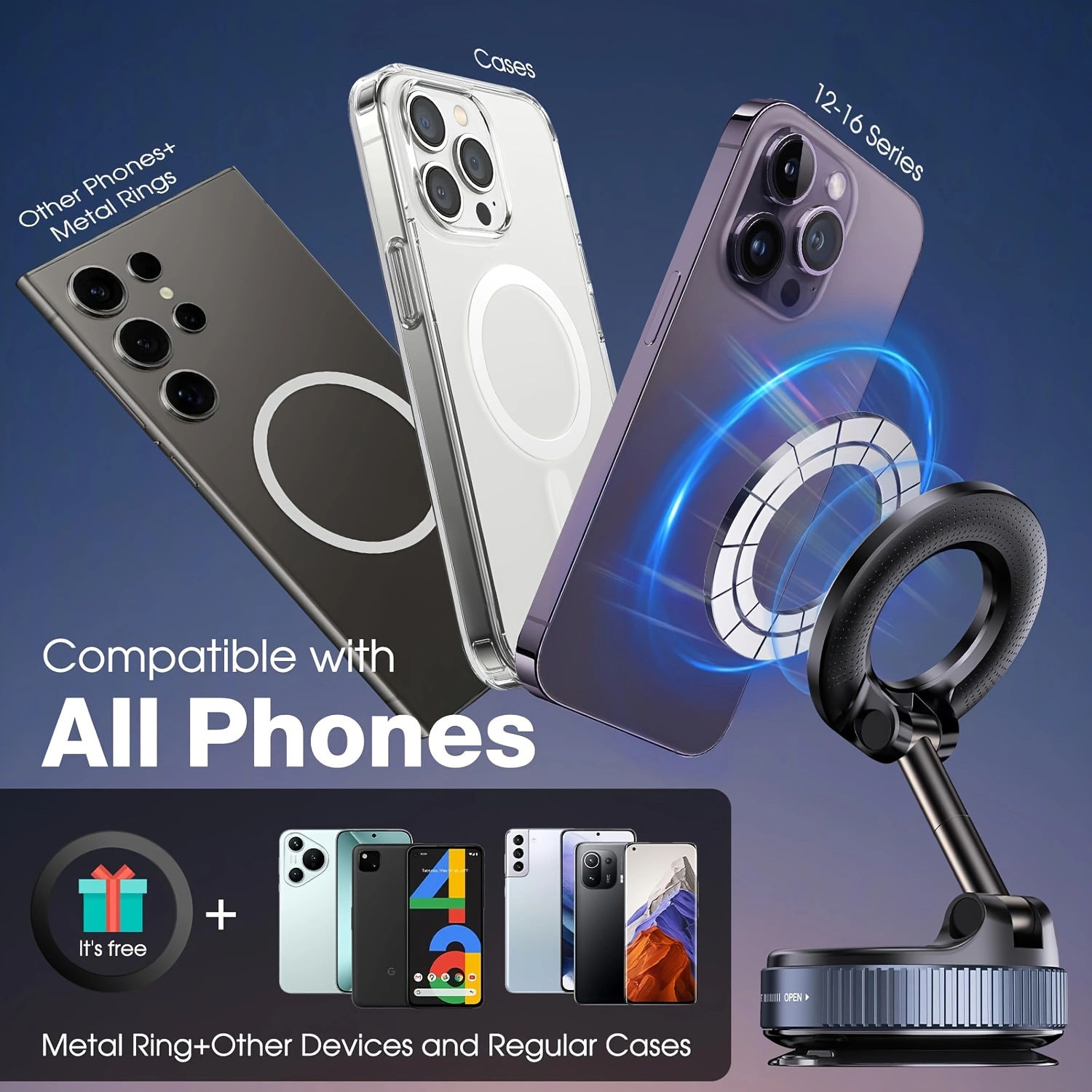 Super Upgraded Vacuum Magnetic Car Phone Holder 360° Reinforced Ultra Suction Cup Phone Holder K11 - Image 3