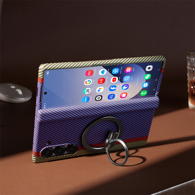 Luxury Simple for Samsung Galaxy Z Fold6 Z Fold5 Fold4 Fold3 Case Business Rugged Z Fold 6 5 4 3 with Ring Holder Phone Casing
