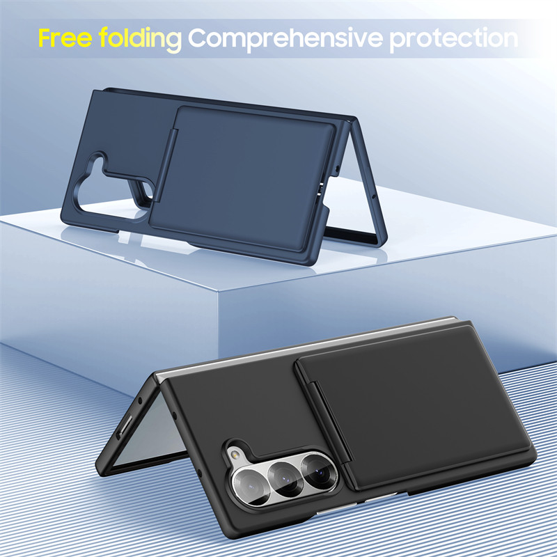Bumper Matte Casing for Samsung Galaxy Z Fold6 Fold5 Unique Design Slim Plain Simple Z Fold 6 Zfold 5 With Card Slot Bracket Phone Case