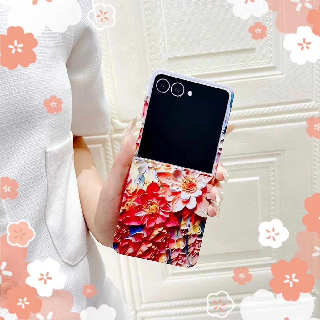 Estheticism Colorful Floating Flower Dopamine Monet Style Series For Samsung for Galaxy Z Flip 7 6 5 4 5G Protective Phone Case - Image 2