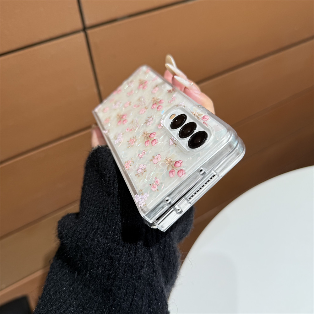for Samsung for Galaxy Z Fold 7 5G Hard PC Phone Case Floral Shell for Z Fold 7 6 5 4 Drop-Proof Protective Cover