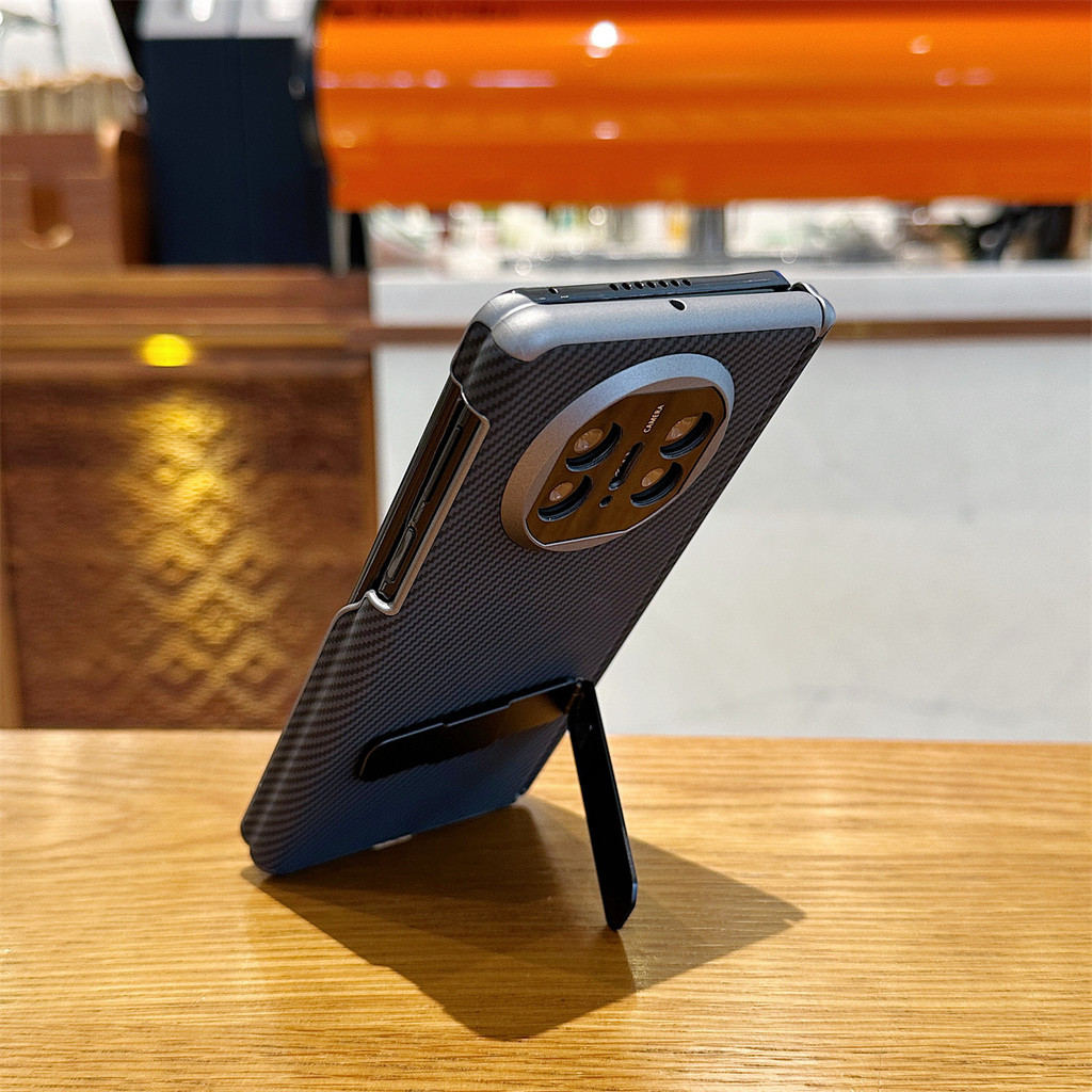 【Only Back Case】Shockproof Simple for HUAWEI Mate X6 X5 X3 Case Business Retro Vintage Hard PC Carbon Fibre X 5 With 270° Stand Phone Casing - Image 3