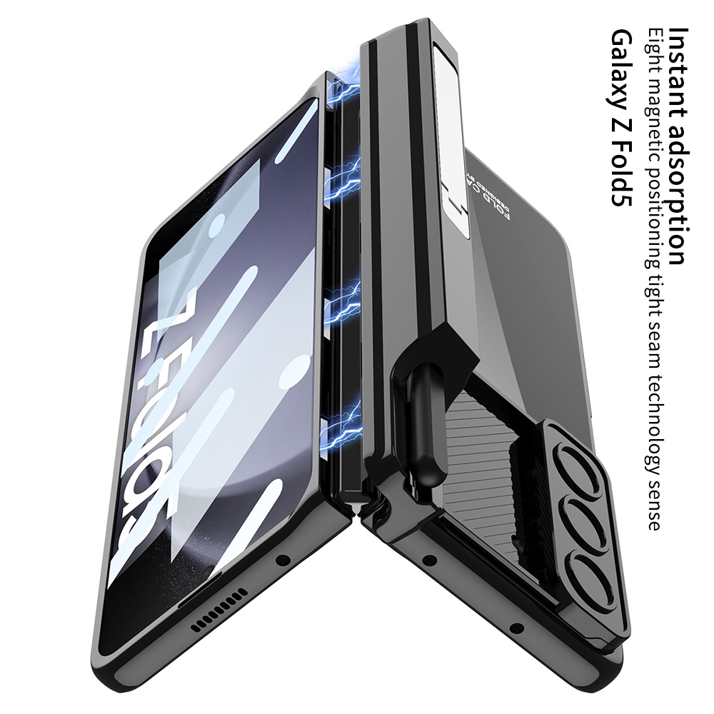 Magnetic Flip Purity Casing for Samsung Galaxy Z Fold 5 With Camera Slide PC Black Samsung Z Fold5 Screen Guard Phone Case