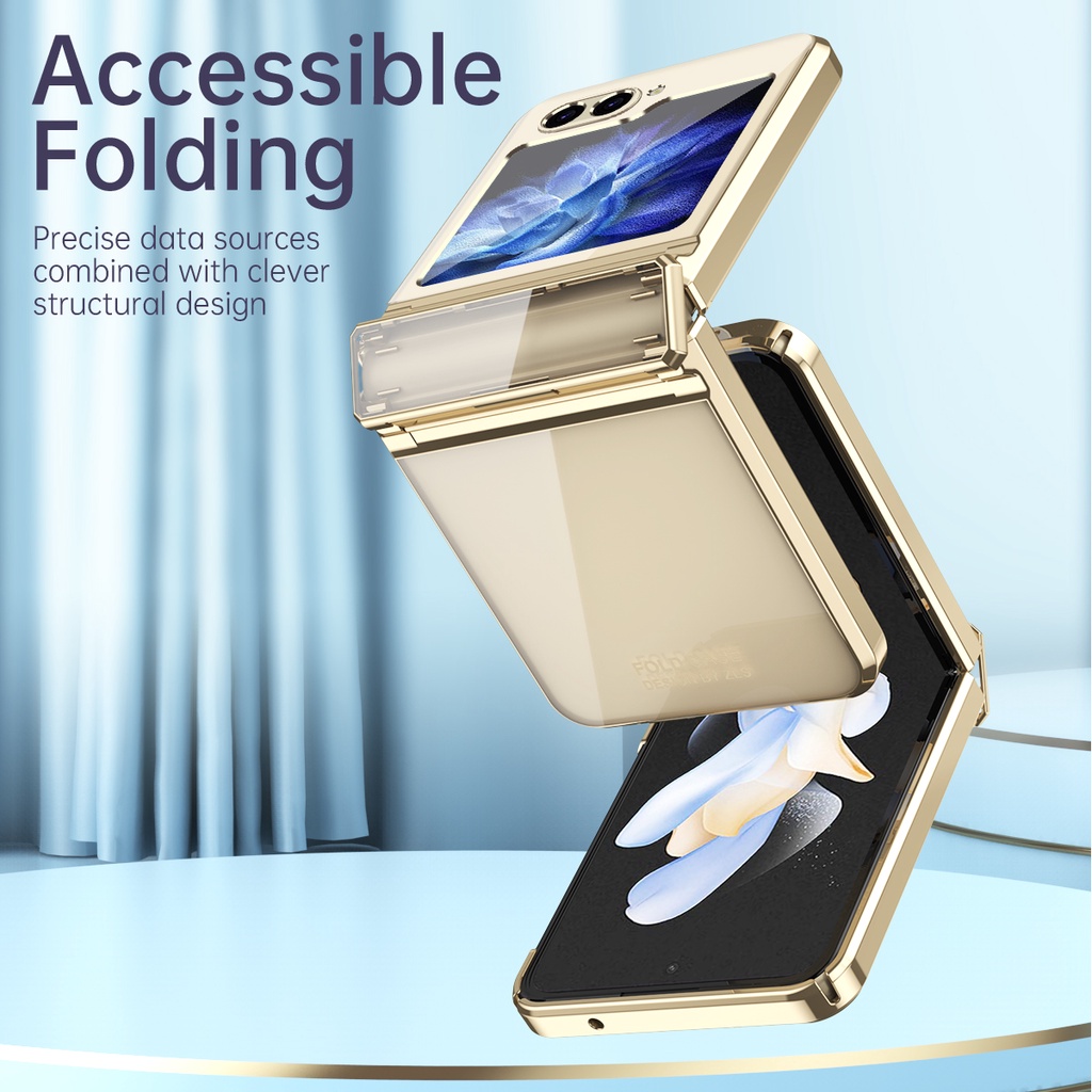 Luxury Plating Transparent Casing for Samsung Galaxy Z Flip 5 Full Premium Cover Z Flip5 Flip Z 5 Protection Phone Case