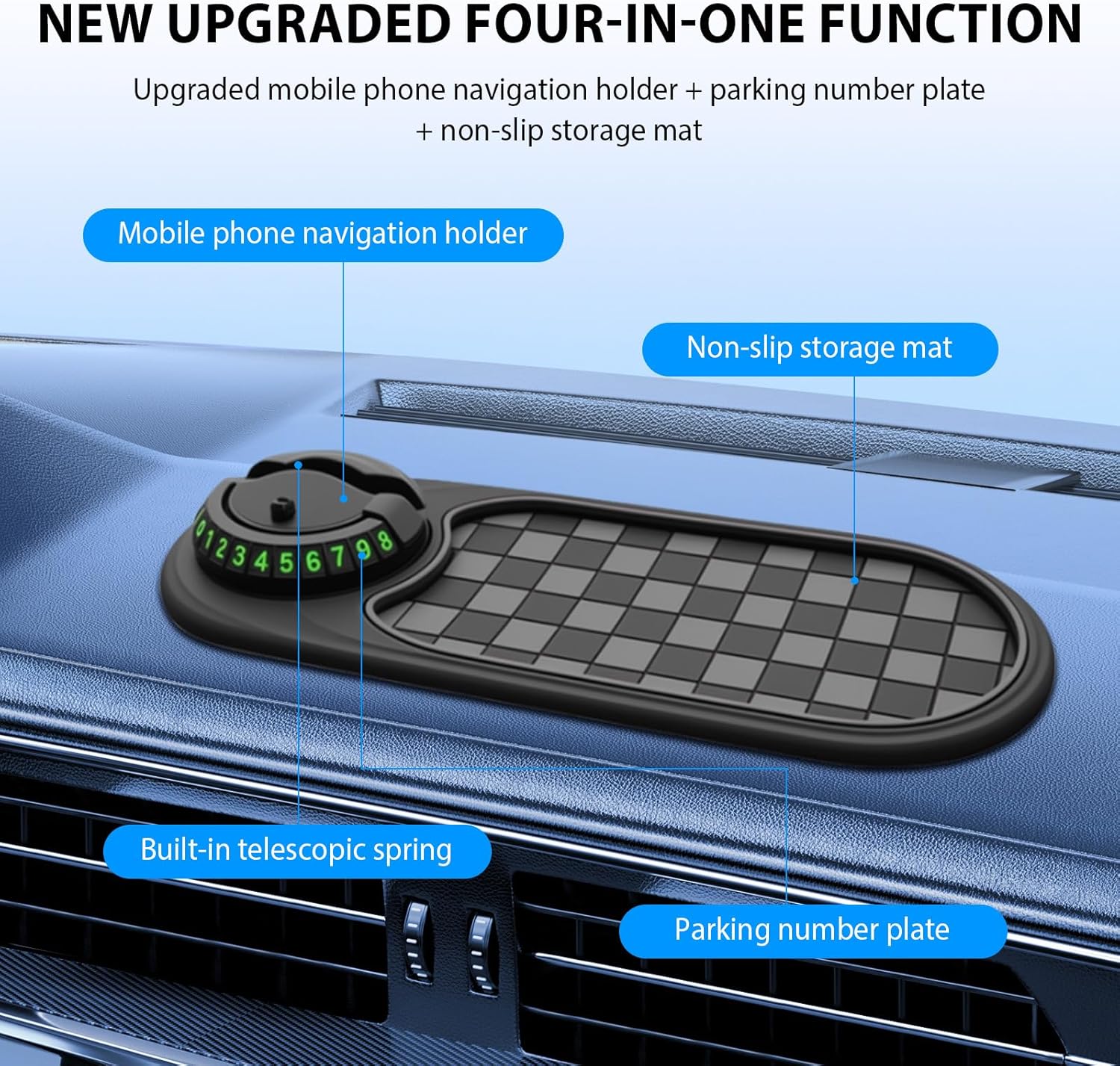 Universal 2-in-1 Car Phone Sunglasses Holder 60-Degree Rotation Anti-Slip PVC Mat Interior Accessories - Image 5
