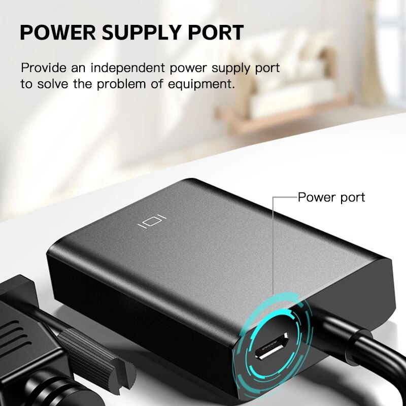 VGA to HDMI-Compatible TV Converter 1080P HD Audio Video Cable for Laptop & Projector - Image 2