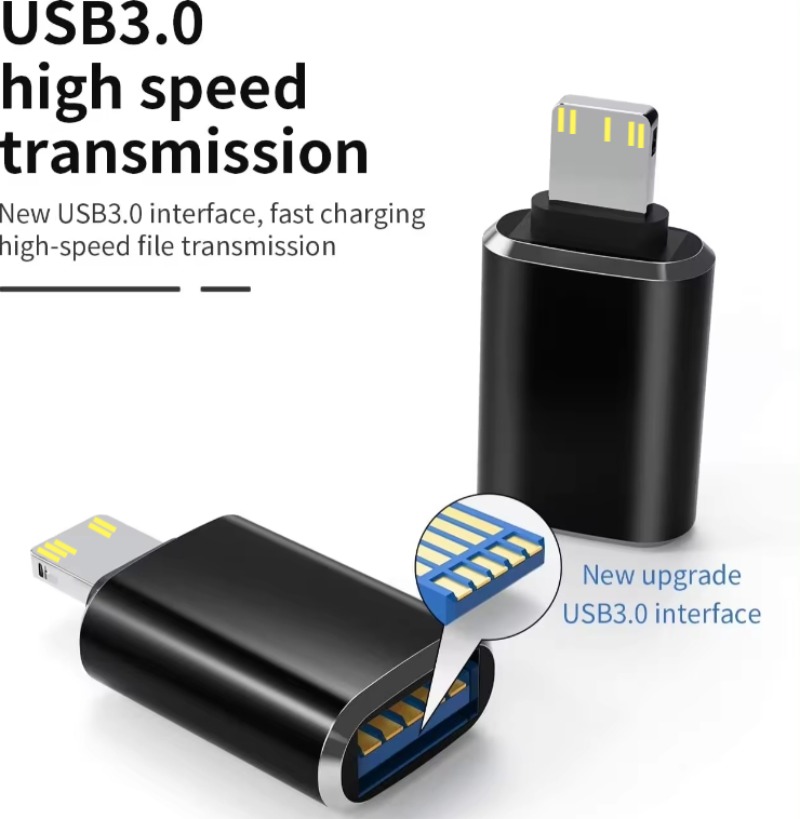 Black USB 3.0 OTG Adapter for iPhone iPad with HDMI to VGA Converter 3.5mm to Type-C Audio Jack - Image 2