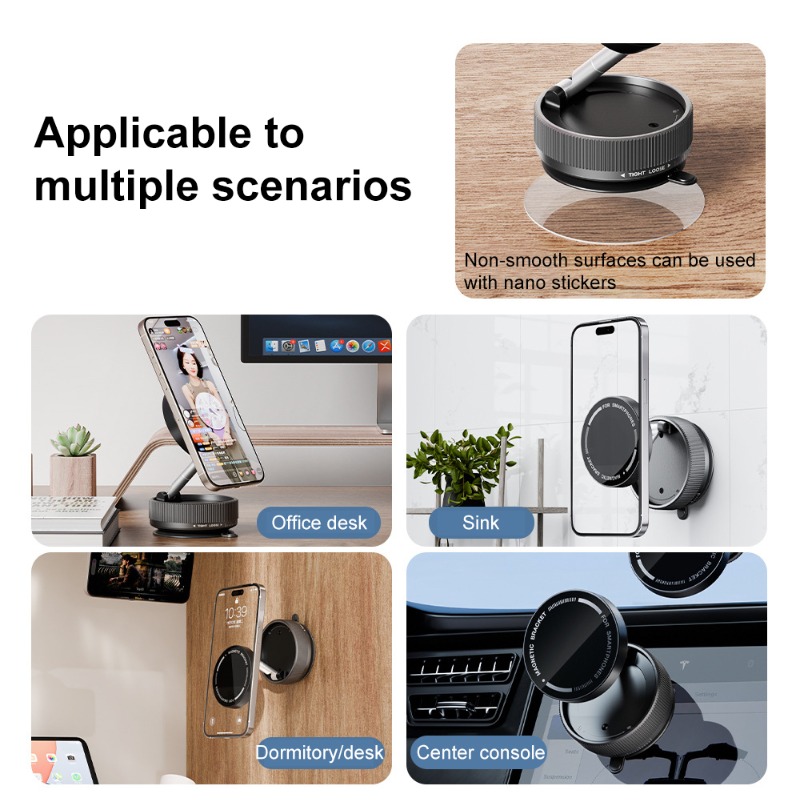 360° Swivel Magnetic Vacuum Suction Foldable Car Phone Mount for Stable Navigation - Image 4