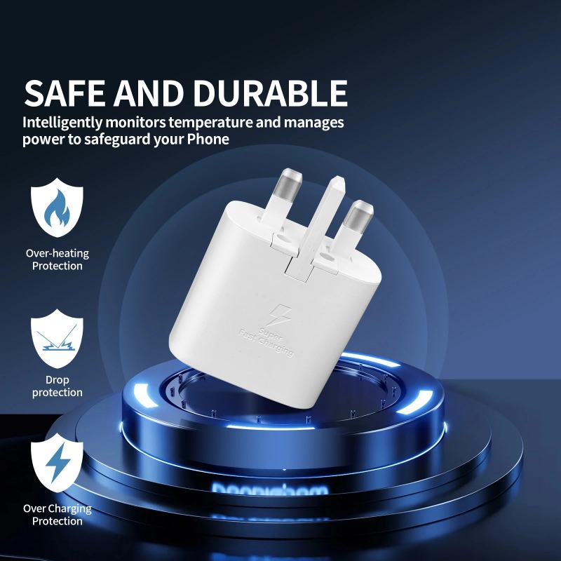 Samsung 25W PD Super Fast Charger UK Plug PPS USB C Power Adapter with 5A Type C to C Cable for Galaxy S25 S24 S23 Ultra A55 A54 Set - Image 2