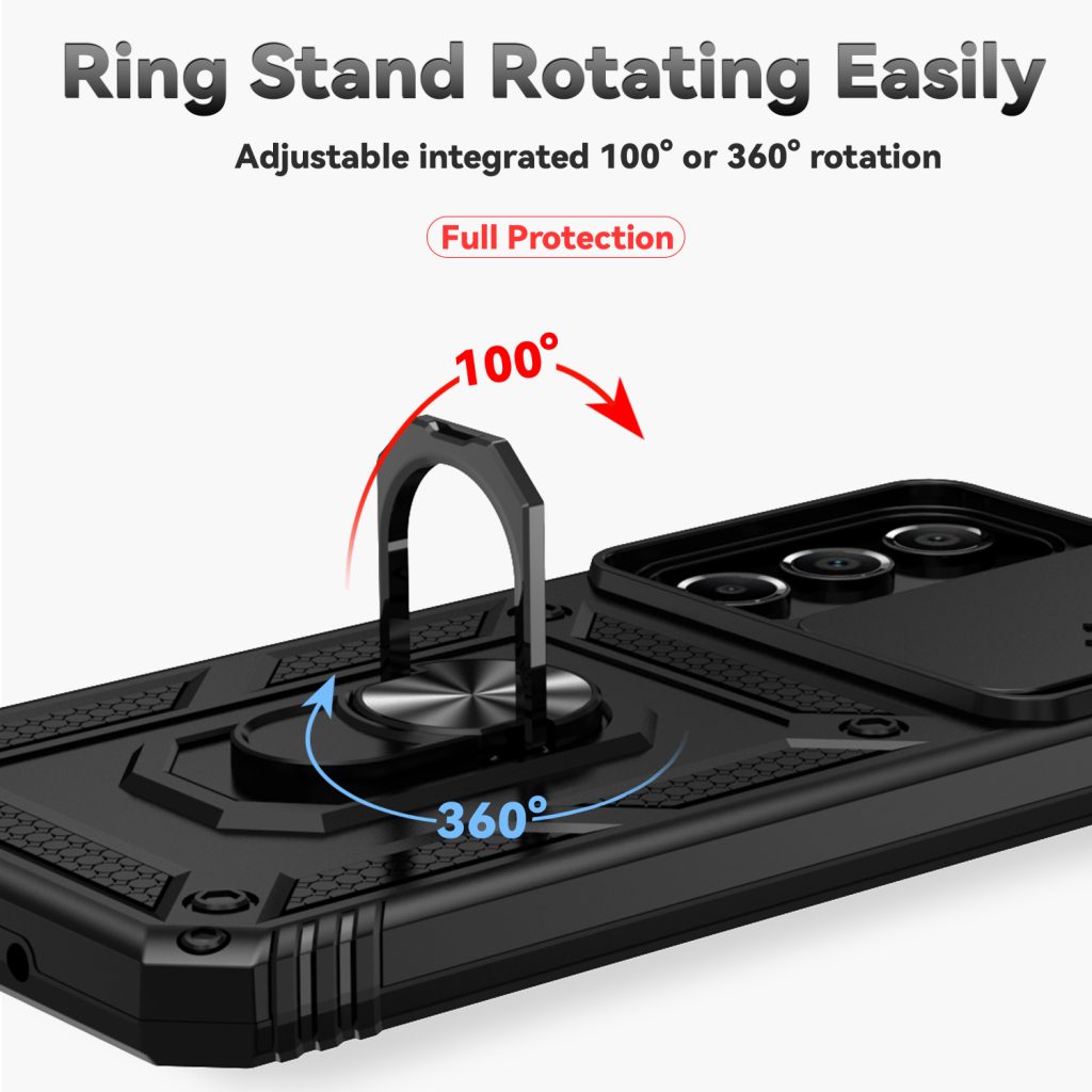 Armor Shockproof Ring Stand Holder Case for Samsung Galaxy A16 Slide Camera Lens Protect Cover