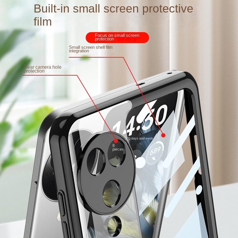 Hard Magnetic Casing N3Flip Bumper Flip Slim Plain With Ring Holder PC Black for OPPO Find N3 Flip Screen Guard Phone Case - Image 2