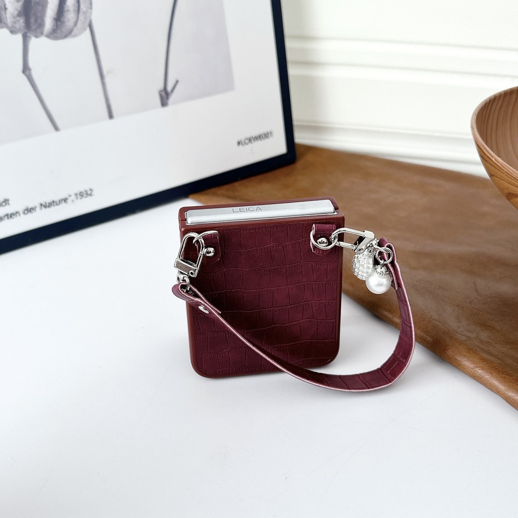 Luxury Unique Fashion Elegant Pearl Strap Wrist Chain Pu Leather Protection Phone Case Cover for Xiaomi Mix Flip