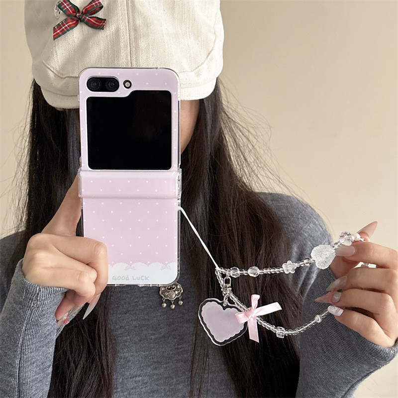 Happy Day Bowknot Heart Chain Phone Case for Samsung for Galaxy Z Flip 7 6 5 4 Protective Back Cover for ZFlip6 ZFlip7 Case Shell - Image 3