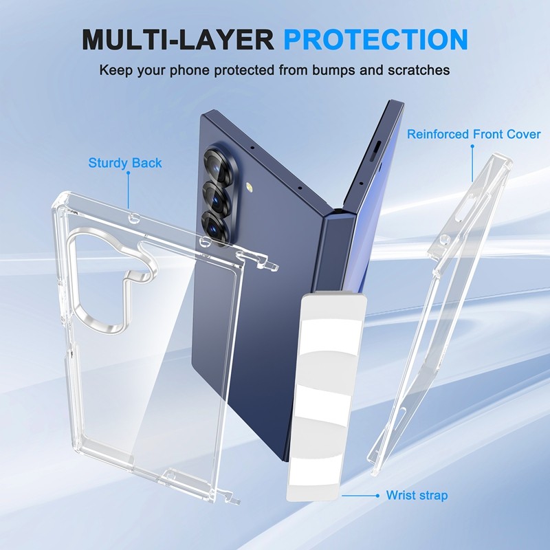 Shockproof Clear Casing for Samsung Galaxy Z Fold 6 Business Glossy Wireless Charging Acrylic Transparent Z Fold6 Wristband Phone Case - Image 2