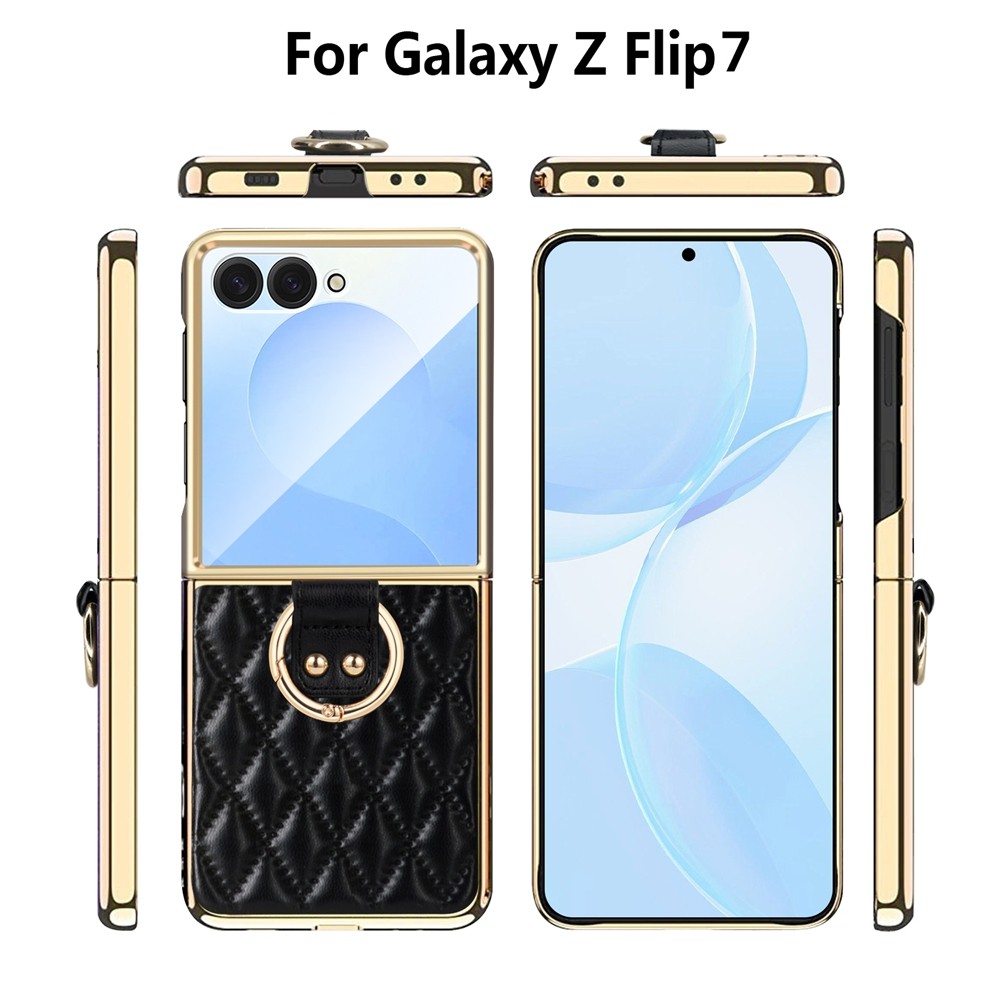 Shockproof for Samsung Galaxy Z Flip 7 Case Trendy Design Leather Candy Color Z Flip7 Flip Z7 With Ring Holder Phone Casing - Image 3