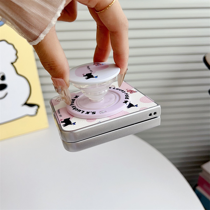 Cute for Samsung Galaxy Z Flip 7 6 5 7FE Case Cartoon Design Bear Zflip7 7FE Flip6 Flip5 With Bracket Phone Casing