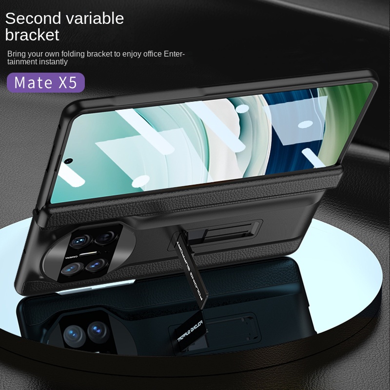Bumper Plain Retro Vintage Wireless Charging Casing for Huawei MateX5 MateX3 Business Leather MateX5 MateX3 With Bracket Phone Case - Image 3