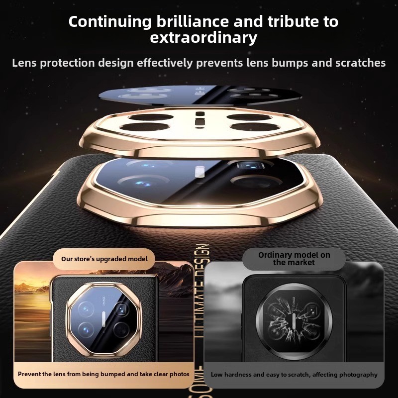 Couple Bumper Folding Screen Protective Case for HUAWEI Mate X5 X3 High-end Business New Leather Pure Flip Cover Fallproof Case - Image 2