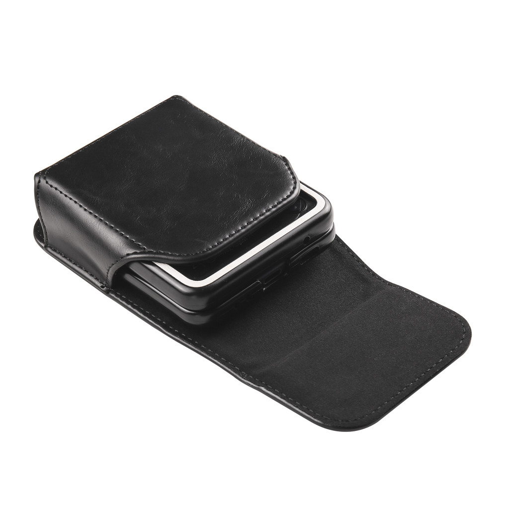 Business Phone PU Leather Pouch Magnetic Flip Case for Samsung Z Flip7 FE 6 5 4 3 Waist Bag Belt Clip Magnet Cover - Image 2