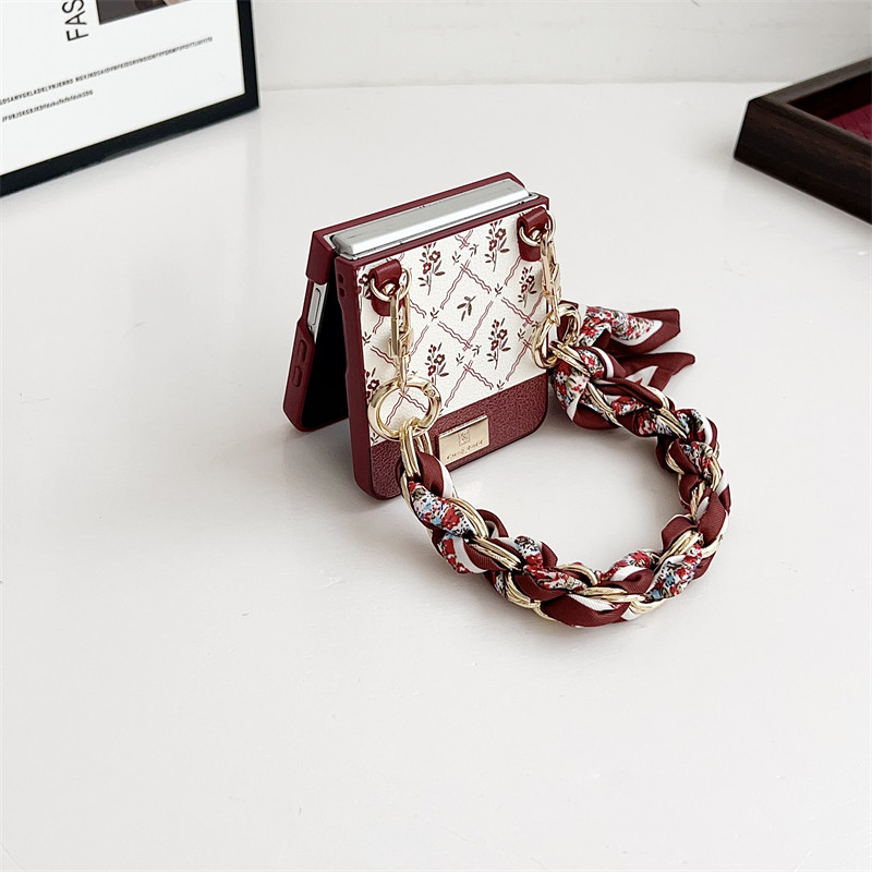Dust Proof Luxury for Samsung Galaxy Z Flip 7 Case Fashion Design Red Z Flip7 Flip Z7 with Strap Phone Casing