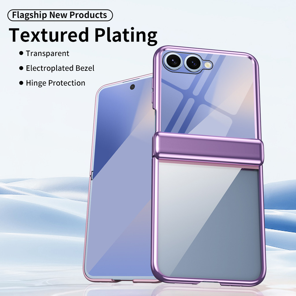 Shockproof Clear Plating Case Flip5 Flip6 Flip7FE Candy Color for Samsung Galaxy Z Flip 7 6 5 4 3 7FE Phone Casing