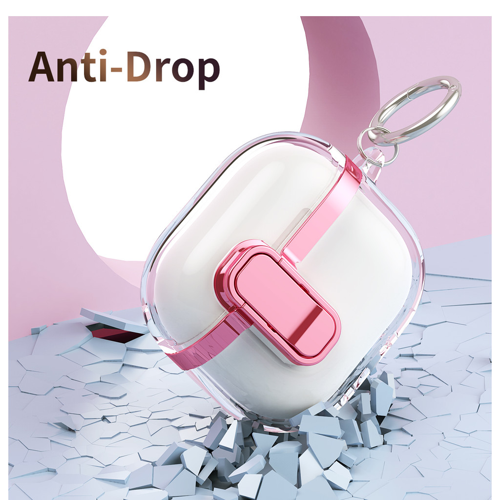 Armor Shockproof Case For AirPods Pro3 4 ANC Plating Clear Earbuds Cover for AirPod 3/Pro Pro2 Switch Secure Lock Protect Shell with Ring Buckle