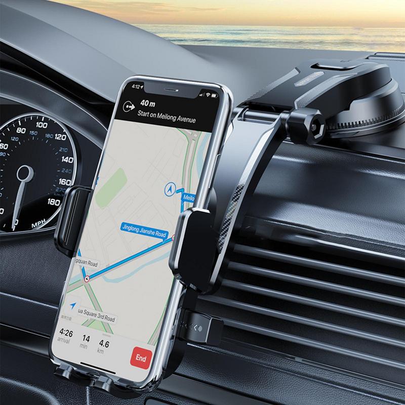 Black Car Phone Holder Dashboard Mount Stand for Navigation with Sucker Bracket Accessories - Image 4