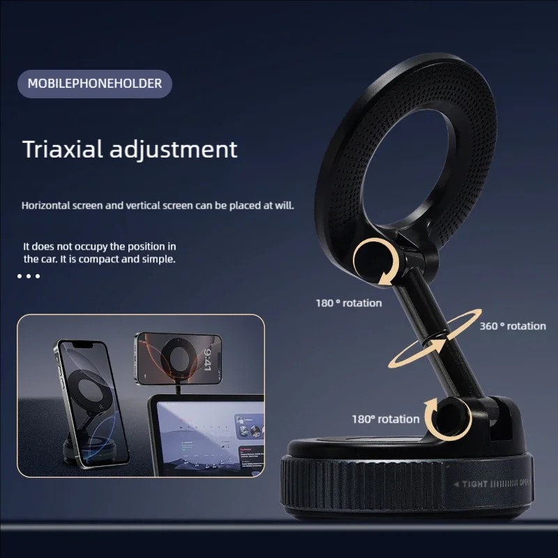 Portable Universal Folding Adjustment Car Phone Magnetic Stand Vacuum Suction Cup Bracket Navigation Mobile Holder - Image 9