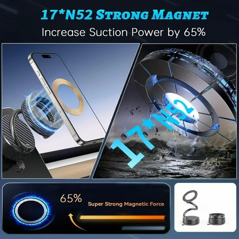 Magnetic Phone Car Holder Vacuum Foldable Vacuum Suction Stand for Car Gym Mirror Shower - Image 6