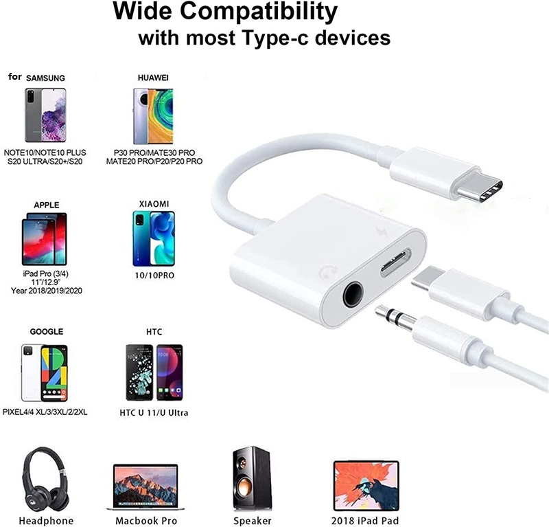 HDMI Splitter USB C to 3.5mm Jack Audio Adapter for Samsung Xiaomi Wired Earphone HIFI Stereo Sound
