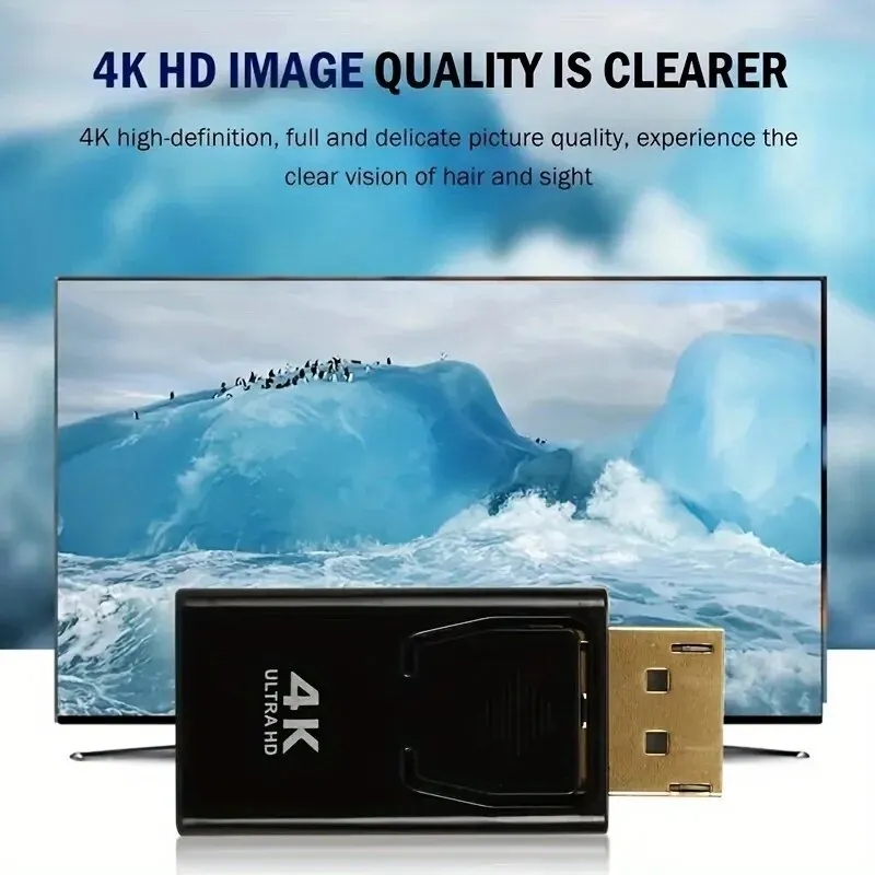 4K DisplayPort to HDMI Adapter Converter Upgraded DP to HDTV Video Audio Adapter Pro - Image 2