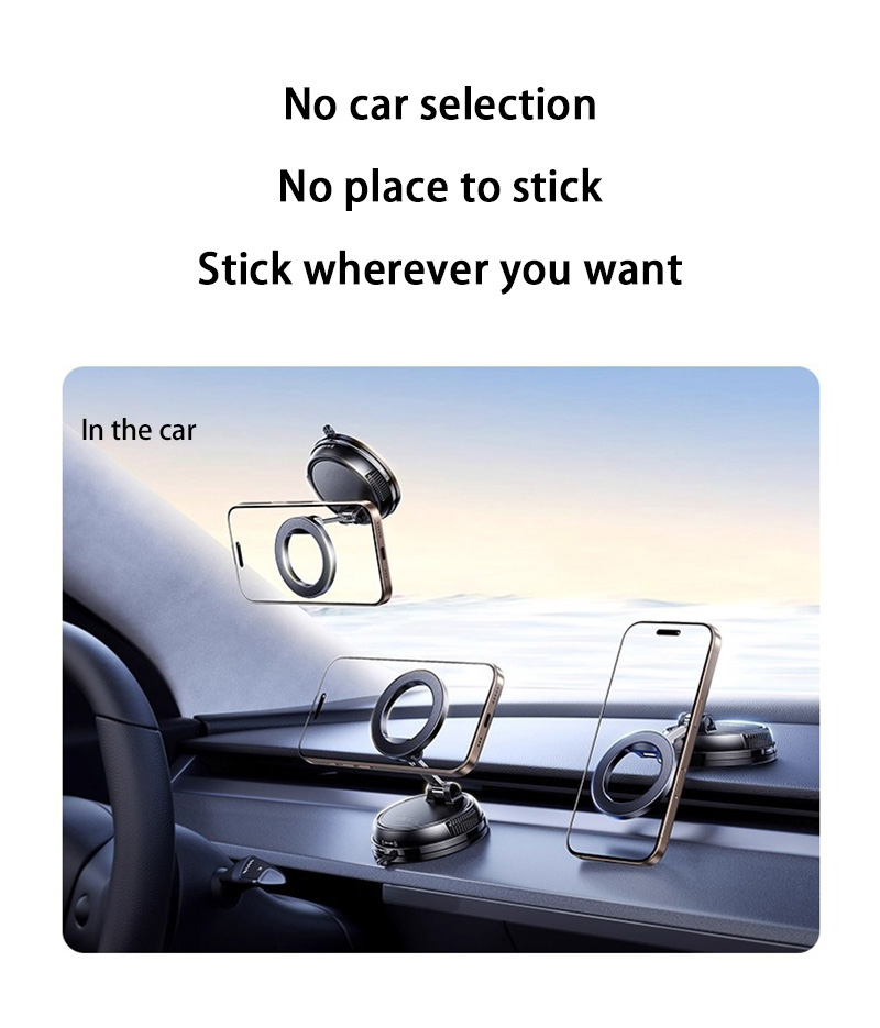 360° Rotating Vacuum Adsorption Car Mount Universal Foldable Magnetic Phone Holder for Navigation - Image 7
