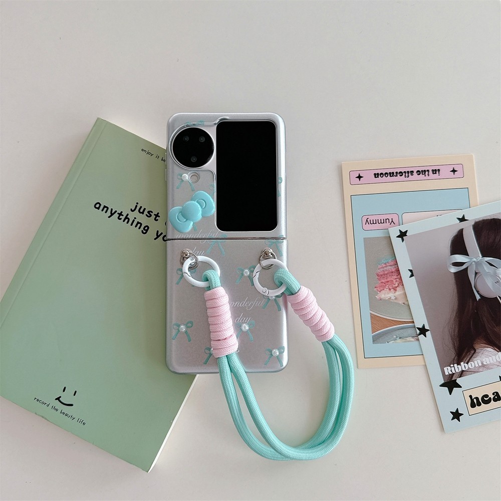 Beautiful Aesthetic Silver Casing for OPPO Find N3 N2 Flip Beautiful Design Pattern N3Flip N2Flip With Chain Phone Case - Image 3